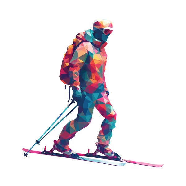 Изолированный Лыжник Зимний Отдых Абстрактном Дизайне — стоковый вектор