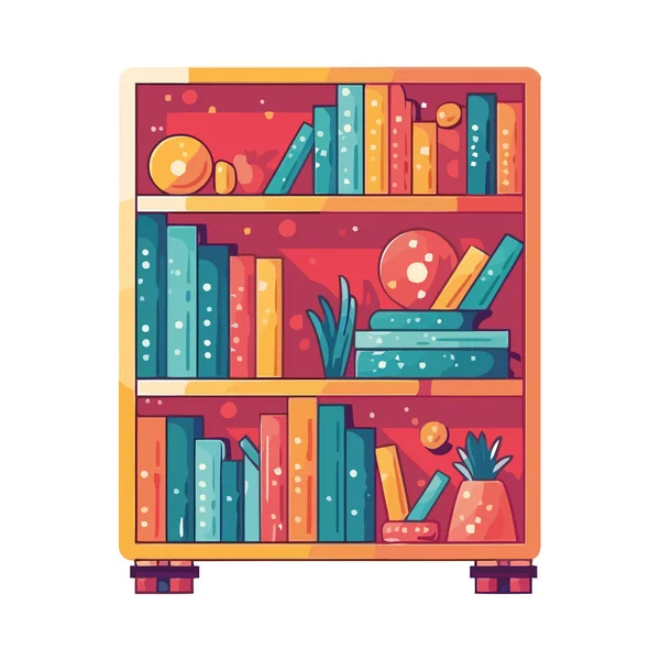 Ein Modernes Bücherregal Mit Literatur Ikone — Stockvektor
