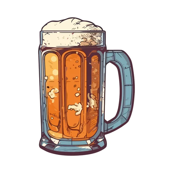 Foamy Beer Pint Glass Celebration Icon Isolated — Stock Vector
