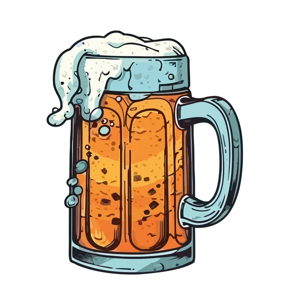 Изолированное Пенное Пиво Бокале Пива — стоковый вектор