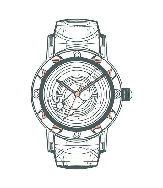 Diseño Del Icono Del Reloj Pulsera Elegancia Metálica Moderna Aislada — Archivo Imágenes Vectoriales