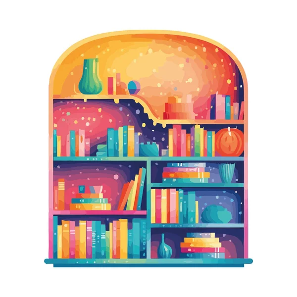 Bookshelf Library Icon Isolated — Stock Vector