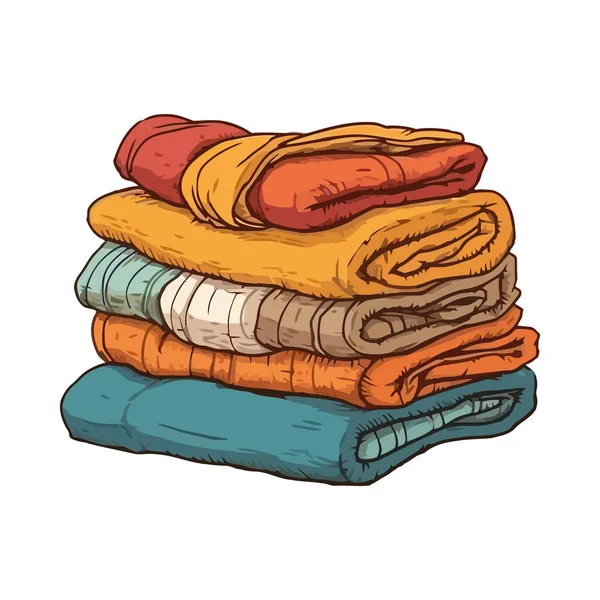 Flauschige Handtücher Stapeln Sich Hoch Symbol Für Sauberkeit Isoliert — Stockvektor
