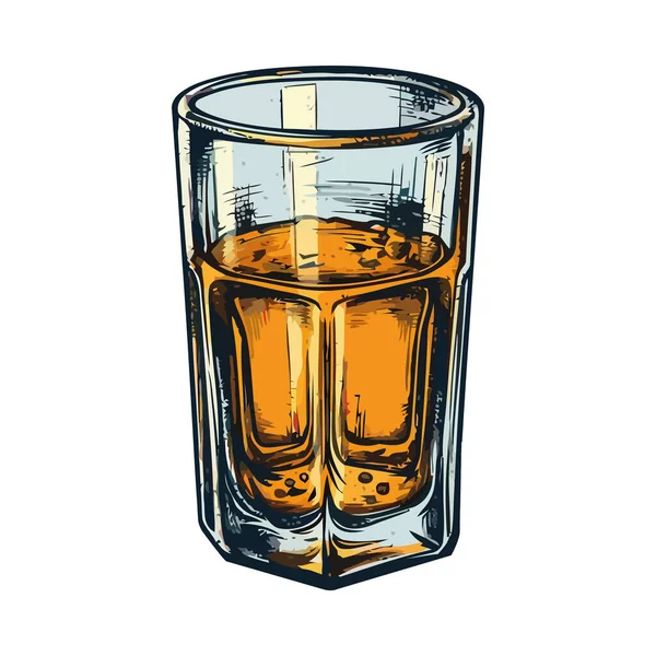 Whiskey Tropfen Glas Eis Erfrischungsgetränk — Stockvektor