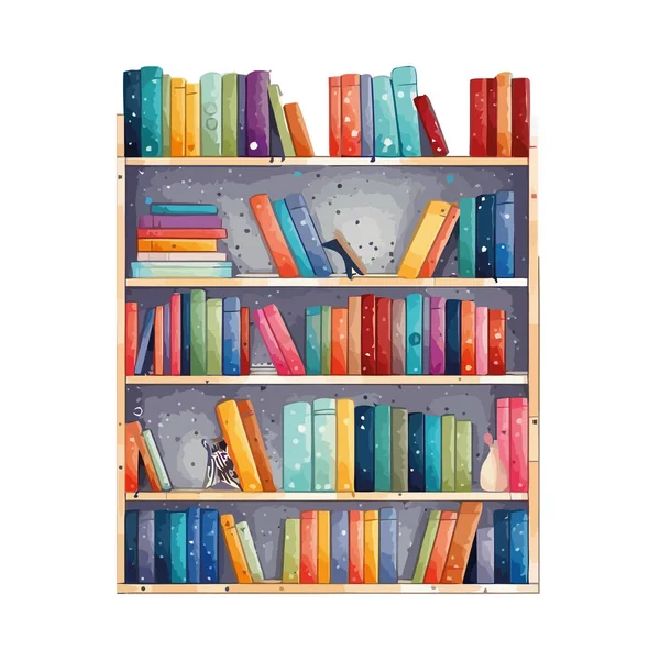 Library Bookshelf Backdrop Learning Icon Isolated — Stock Vector