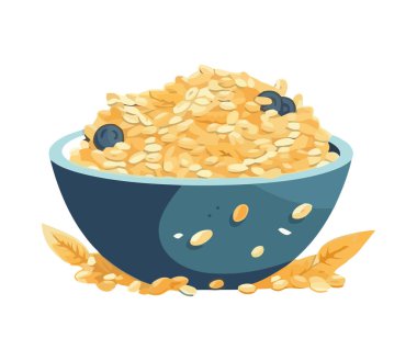 Healthy vegetarian meal in a wheat bowl icon isolated clipart