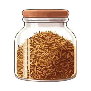 Cam kavanoz vektör ikonunda sağlıklı organik yemek izole edildi