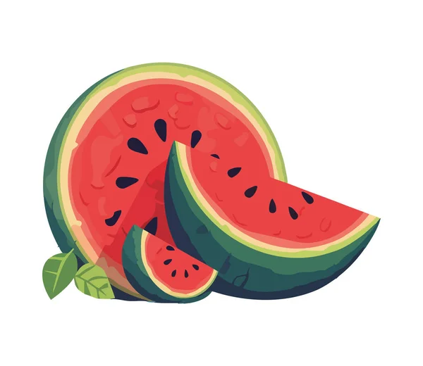 Saftig Vattenmelonskiva Söt Frukt Ikon Isolerad — Stock vektor