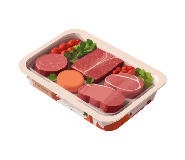 Gegrilde Biefstuk Tomaat Voorgerecht Pictogram Geïsoleerd — Stockvector
