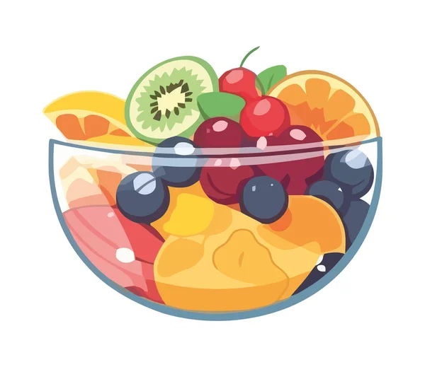Salada Frutas Frescas Ícone Saudável Delicioso Isolado — Vetor de Stock