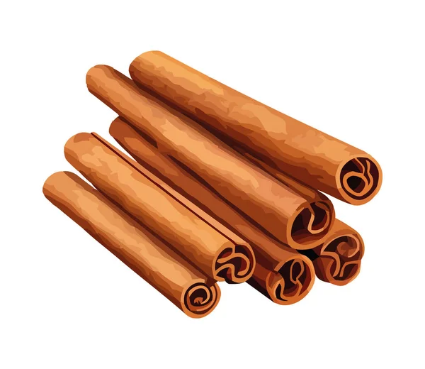 Healthy Rolled Cinnamon Stick Icon Isolated — Stock Vector
