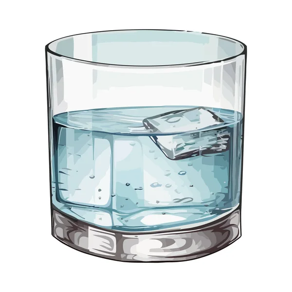 Прозрачное Стекло Очищенной Воды Изолированным Значком Льда — стоковый вектор