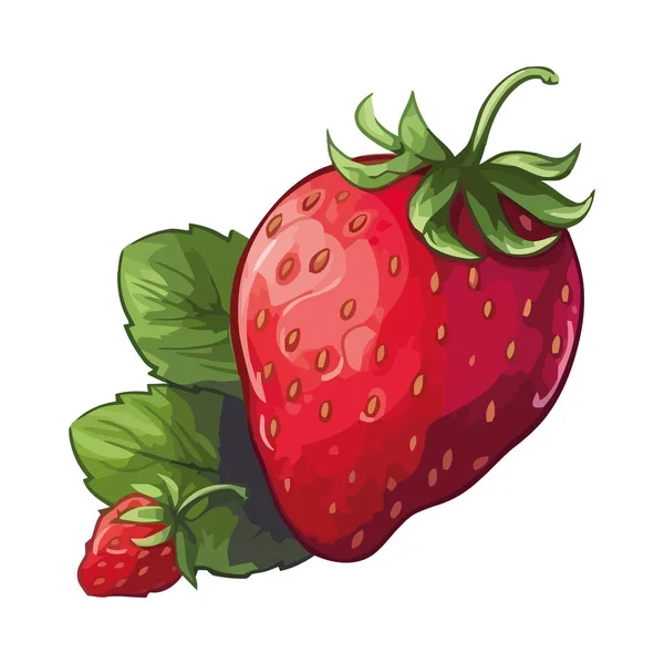 多汁的成熟草莓 甜甜的小点心图标隔离 — 图库矢量图片