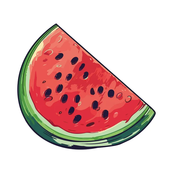 Saftig Vattenmelonskiva Perfekt Sommarförfriskning Mellanmål Ikon — Stock vektor