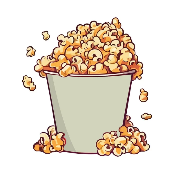 Gourmet Snack Bucket Spilling Popcorn Icon Isolated — Stock Vector