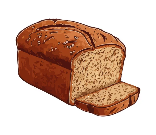 Nybakat Bröd Gourmet Lunch Glädje Ikon Isolerad — Stock vektor