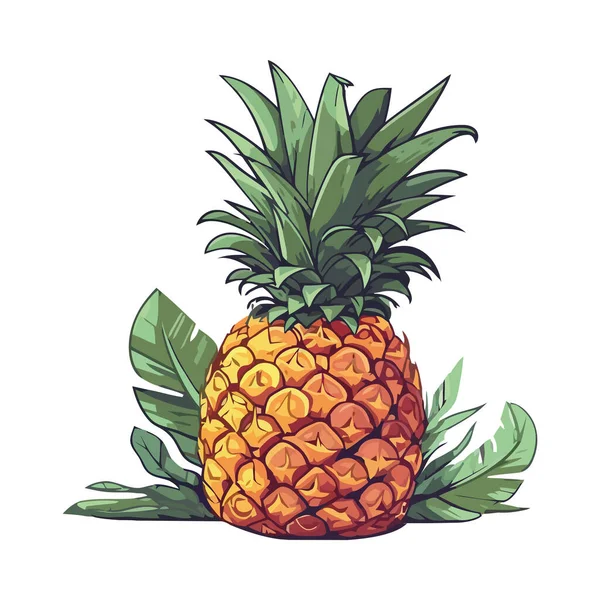 Tatlı Ananas Taze Meyve Ikonu Izole Edilmiş — Stok Vektör