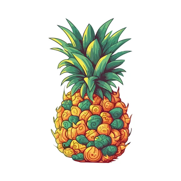 Ripe Pineapple Fresh Healthy Snack Icon Isolated — Stock Vector