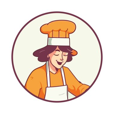 Mutfaktaki gülümseyen şef kadın izole edilmiş.