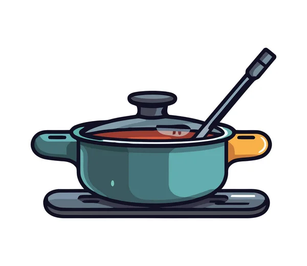 Sopa Una Olla Icono Cocina Aislado — Archivo Imágenes Vectoriales