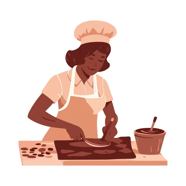 Baker Préparation Maison Biscuits Chocolat Icône Isolé — Image vectorielle