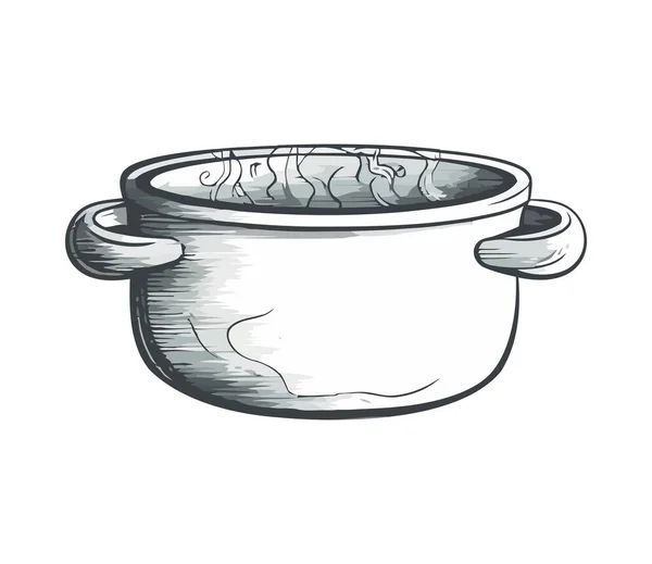 Soup Boiling Earthenware Casserole Kitchen Icon Isolated — Stock Vector