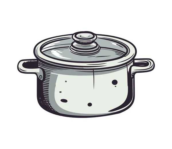 鍋のアイコンでスープを調理する孤立 — ストックベクタ