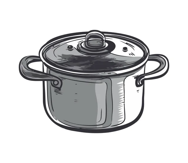 ステンレス製の鍋スープアイコンを分離沸騰 — ストックベクタ