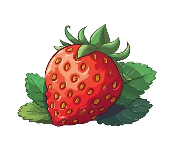 白色背景图标上的新鲜有机草莓被分离出来 — 图库矢量图片