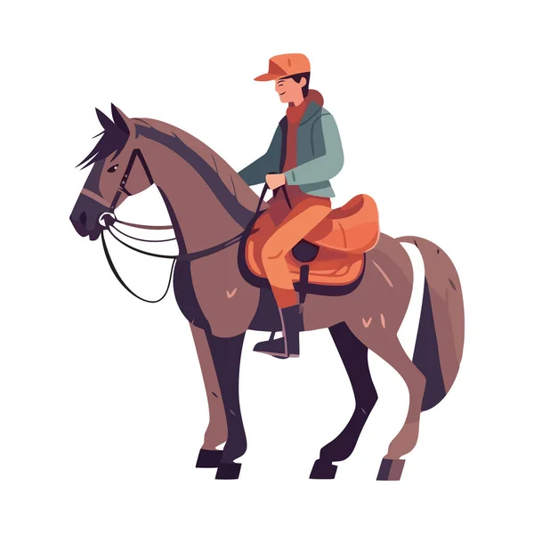 Jockey Équitation Étalon Dans Concurrence Icône Isolé — Image vectorielle