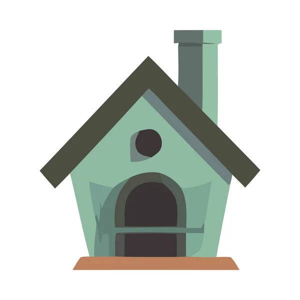 Mignon Dessin Animé Vert Birdhouse Icône Isolé — Image vectorielle