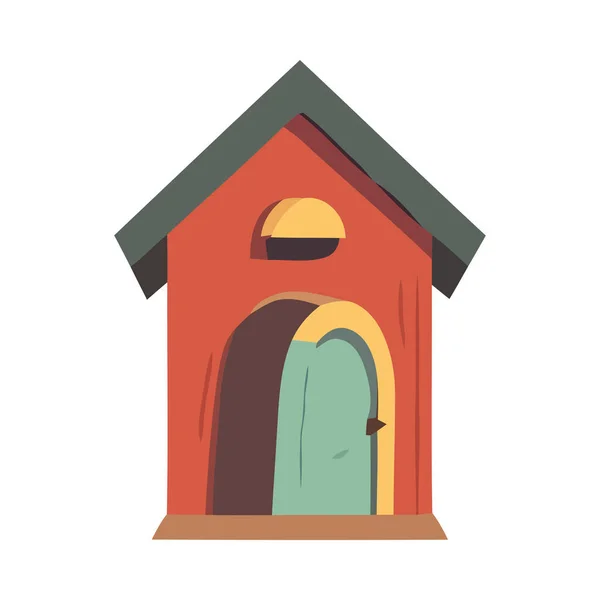 かわいい漫画木製の鳥の家のアイコンは隔離 — ストックベクタ
