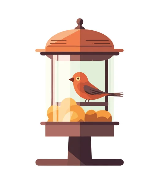Pássaro Bonito Comendo Frutas Árvore Ramo Ícone Isolado —  Vetores de Stock
