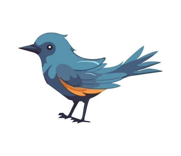 Flying Blue Bird Cute Beak Icon Isolated — Stock Vector
