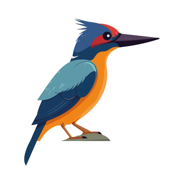 Ptak Siedzący Gałęzi Słodkie Ikona Izolowane — Wektor stockowy