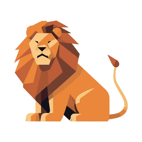 Lion Animal Forme Géométrique Icône Isolé — Image vectorielle