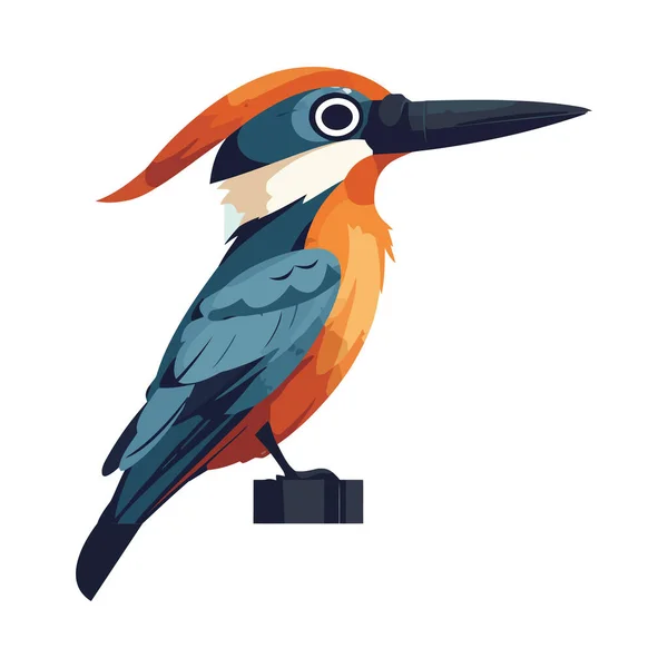 Ptak Siedzący Gałęzi Ikona Ilustracji Natury Odizolowany — Wektor stockowy