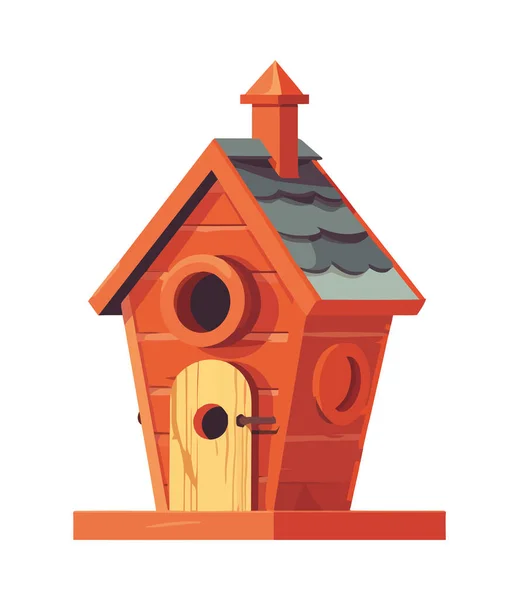Roztomilý Ptačí Dům Dřevěný Design Ikona Izolované — Stockový vektor