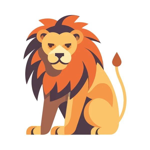 Cute Symbol Lwa Kreskówki Siedzi Afryce Ikona Izolowane — Wektor stockowy