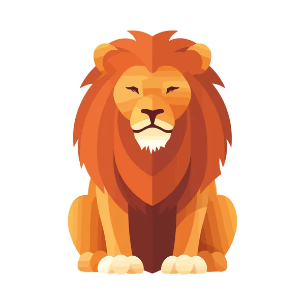 Grote Leeuw Met Een Leuke Manen Zit Geïsoleerde Pictogram — Stockvector