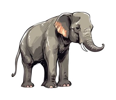 Beyaz arkaplan simgesinde izole edilmiş şirin fil yürüyüşü