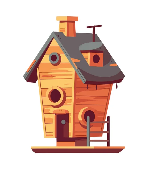 Jolie Icône Birdhouse Sur Arbre Dans Nature Isolé — Image vectorielle