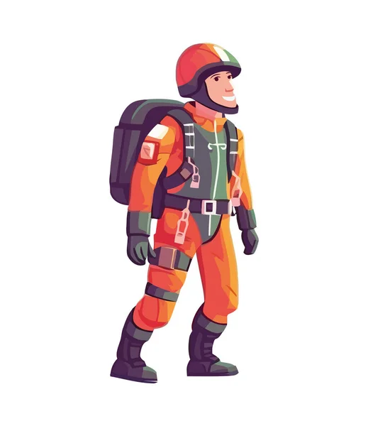 Skydiver Muž Ikonou Vybavení Izolované — Stockový vektor
