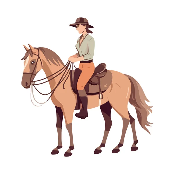 Femme Équitation Étalon Course Icône Isolé — Image vectorielle