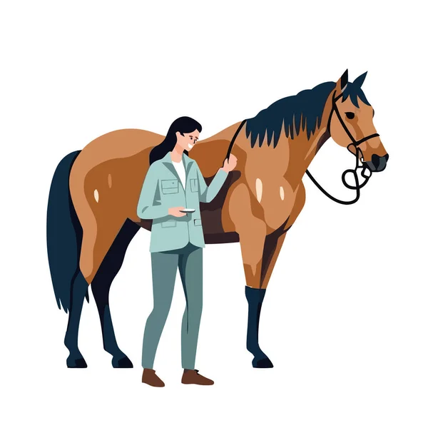 Ikona Kobiety Konia Jeźdźca Izolowana — Wektor stockowy