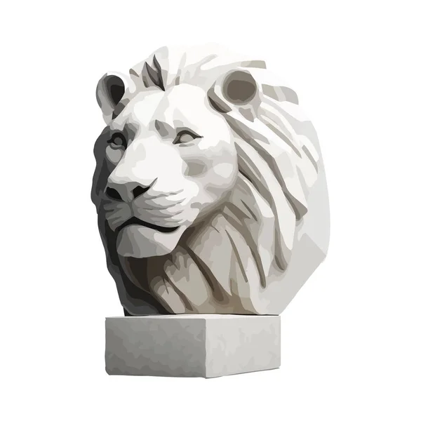 Majestatyczny Posąg Lwa Symbol Siły Niebezpieczeństwo Ikona Izolowane — Wektor stockowy