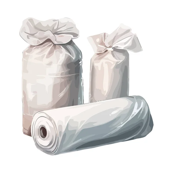 Πλαστικές Σακούλες Και Εικονίδιο Προτύπου Κυλίνδρου Απομονωμένο — Διανυσματικό Αρχείο
