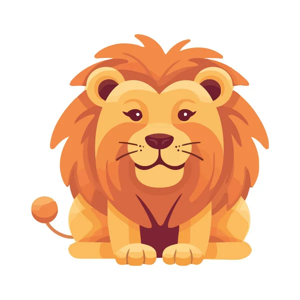 可爱的卡通狮子坐在图标隔离 — 图库矢量图片