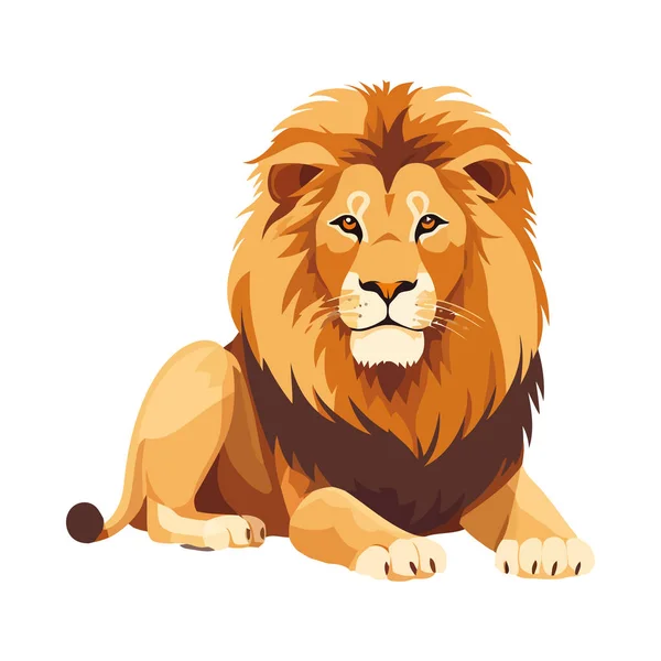 Majestätische Löwe Sitzt Auf Weißem Hintergrund Symbol Isoliert — Stockvektor