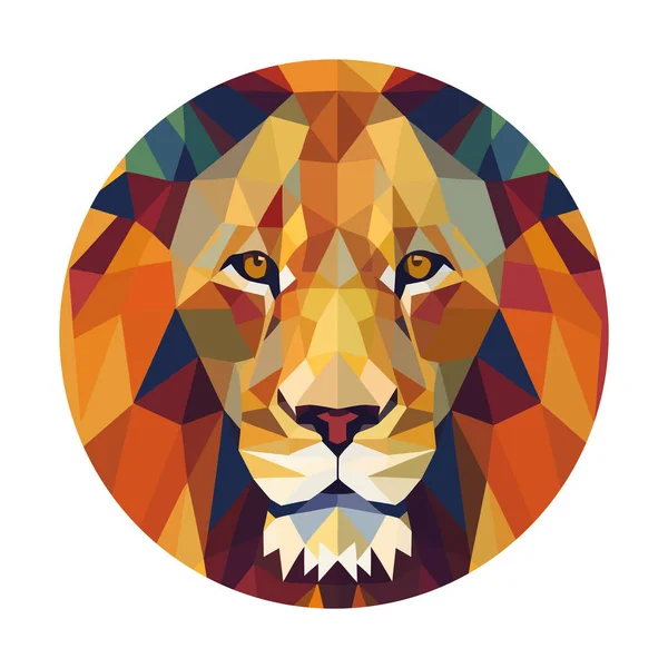 Lion Géométrique Abstrait Icône Design Plat Isolé — Image vectorielle